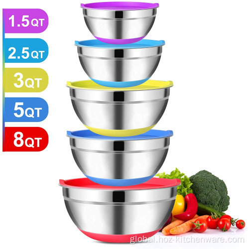 Metal Serving Bowls Mixing Salad Bowls Stainless Steel Mixing Bowls with Airtight Lids Factory